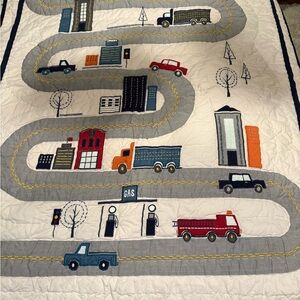 Pottery Barn Kids Urban Roadway Quilt - Blue, Red, Gray